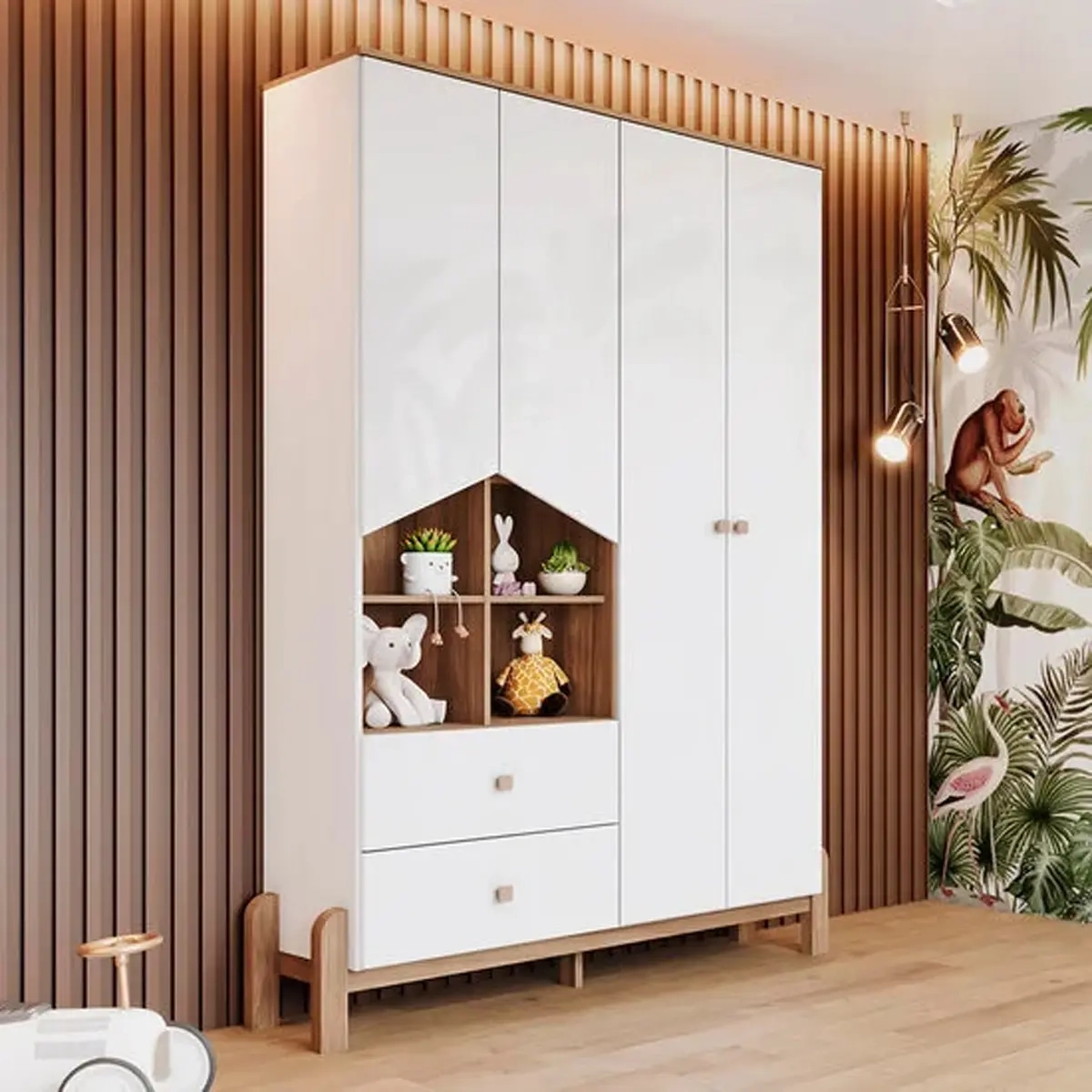 Guarda Roupa Ternura Com 4 Portas E 2 Gavetas Henn