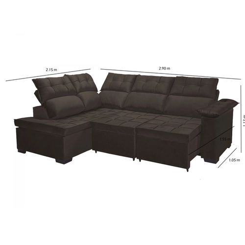 Sofá Cto Wood Austria 2,90X2,15 Cafe Veludo