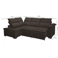 Sofá Cto Wood Austria 2,90X2,15 Cafe Veludo