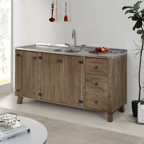 Balcao Decorine Rustico 1,60 P Pia 3Pts 3Gav