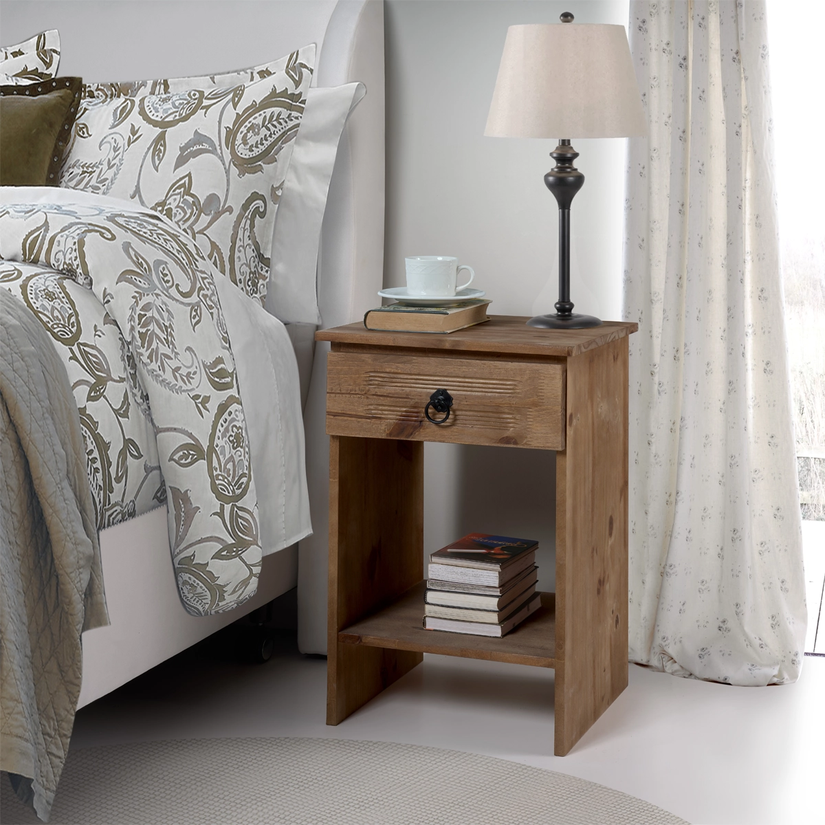 Mesa Cabeceira Decorine Rustico 1 Gaveta