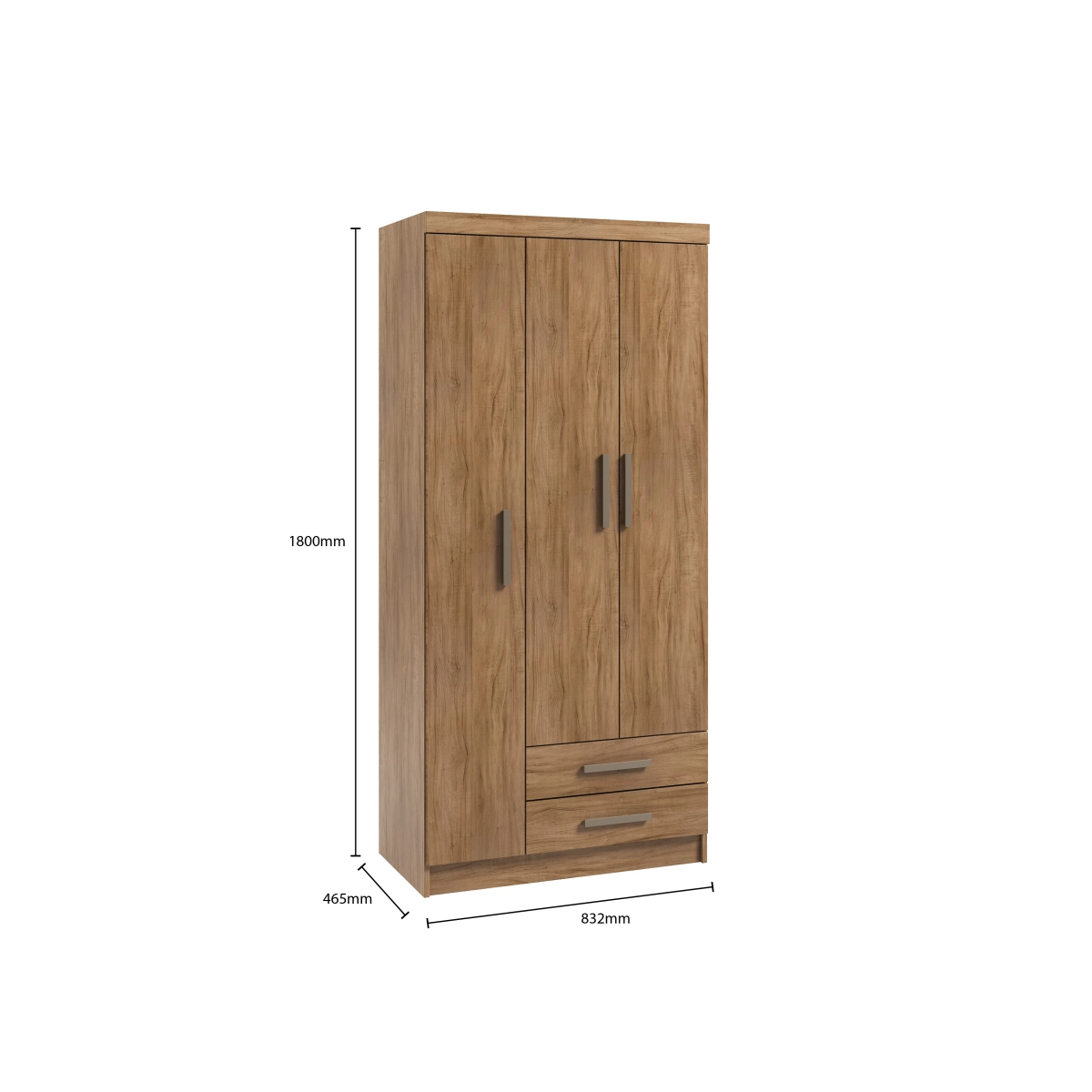 Guarda Roupa Qatar 3 Portas2 Gavetas Amêndoa  Móveis Curitibanos