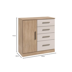 Cômoda Londres 1 Porta  4 Gavetas Jequitiba Off   Móveis Curitibanos