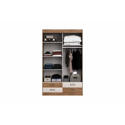 Guarda Roupa Dublin 2 Portas 4 Gavetas Amêndoa/ Off White  Móveis Curitibanos
