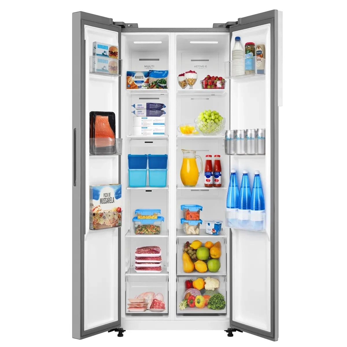 Geladeira Midea Mdrs598 442Lts Prata Frost Free Side