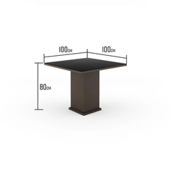 Mesa  Cris Moveis Onix 1.00X1.00 Vidro Temp. Preto