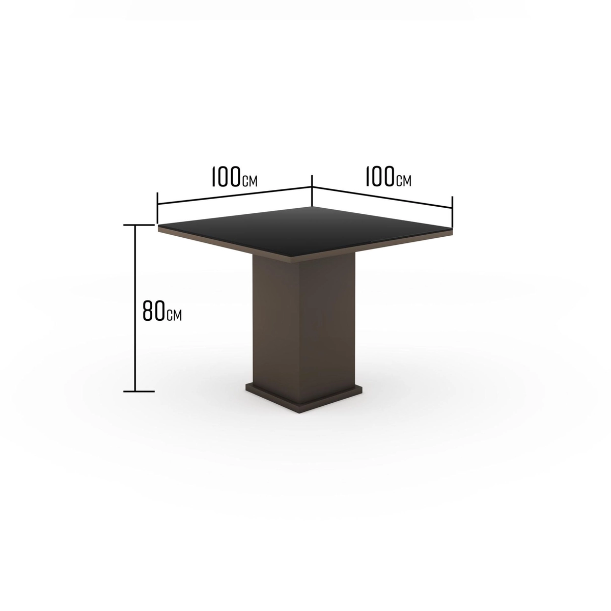 Mesa  Cris Moveis Onix 1.00X1.00 Vidro Temp. Preto