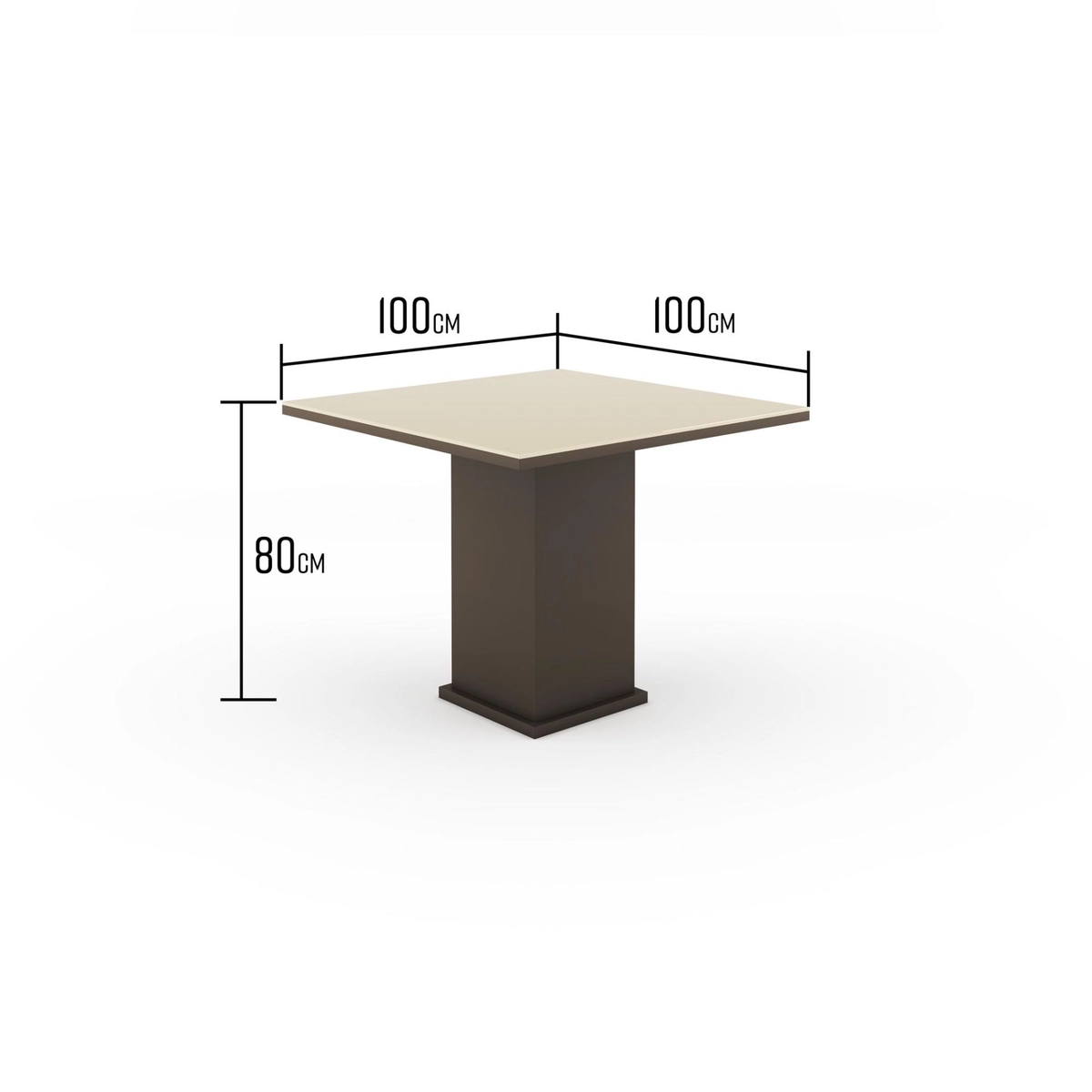 Mesa Cris Moveis Onix 1.00X1.00 Vidro Temperado Fendi Saia