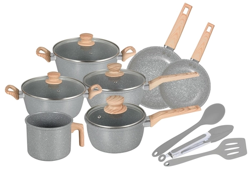 Conj Panela 10Pcs Revest Ceramico Marble Life Dark Grey