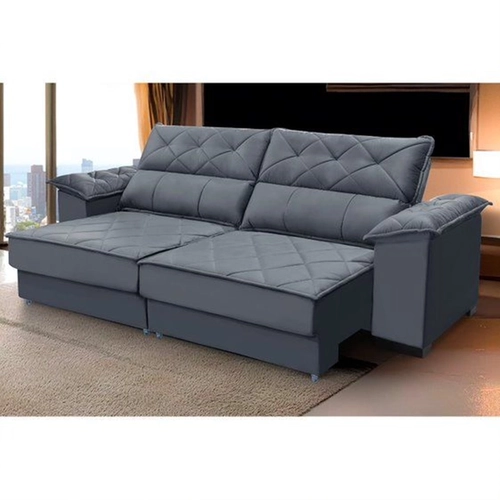 Sofá Requinte Roma 2,60 Linho Boucle Chumbo