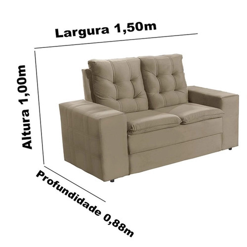 Sofá Requinte Belgica 2Lug  Veludo Castor