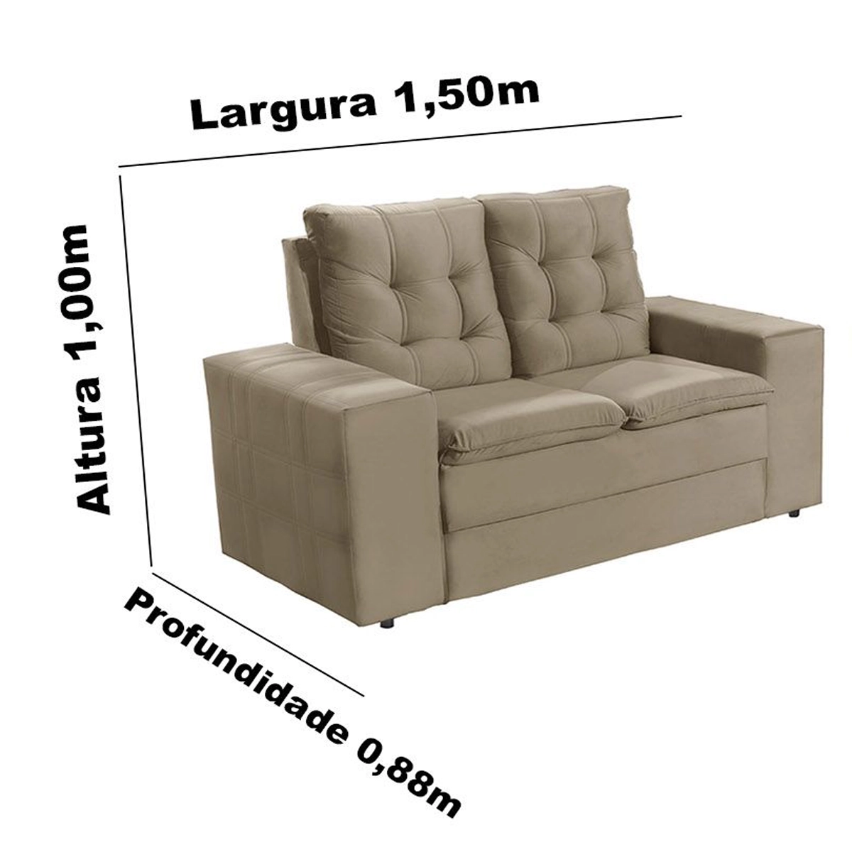 Sofá Requinte Belgica 2Lug  Veludo Castor