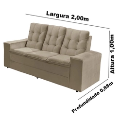 Sofá Requinte Belgica 3Lug Veludo Castor