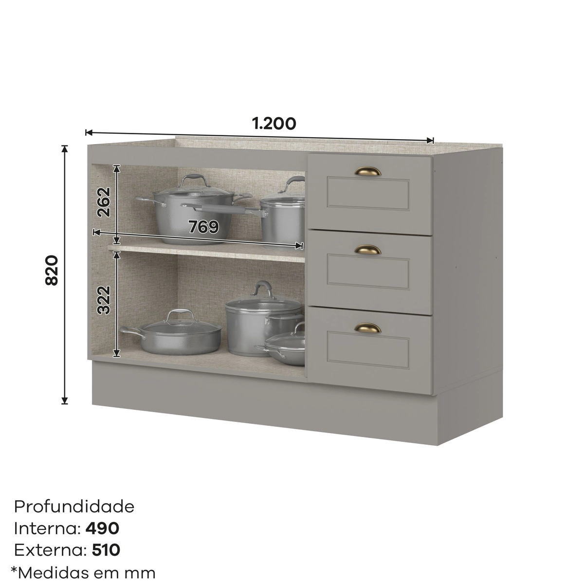 Balcao Henn C353-131 Americana 1,20 Cinza