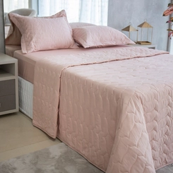 Cobre Leito Casal 3Pcs Bella Twist Rosetoque Rs