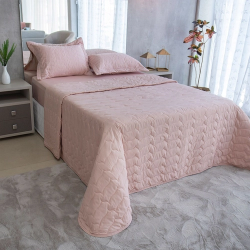 Cobre Leito Queen 3Pcs Bella Twist Rosetoque Rs