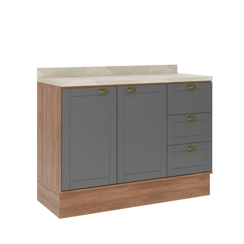 Cozinha Modular Carraro Bella 10 Portas e 3 Gavetas Nogal