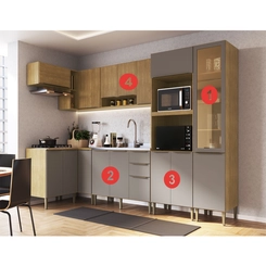Cozinha Modular Cadorin Laura 4 Peças Freijo Fume