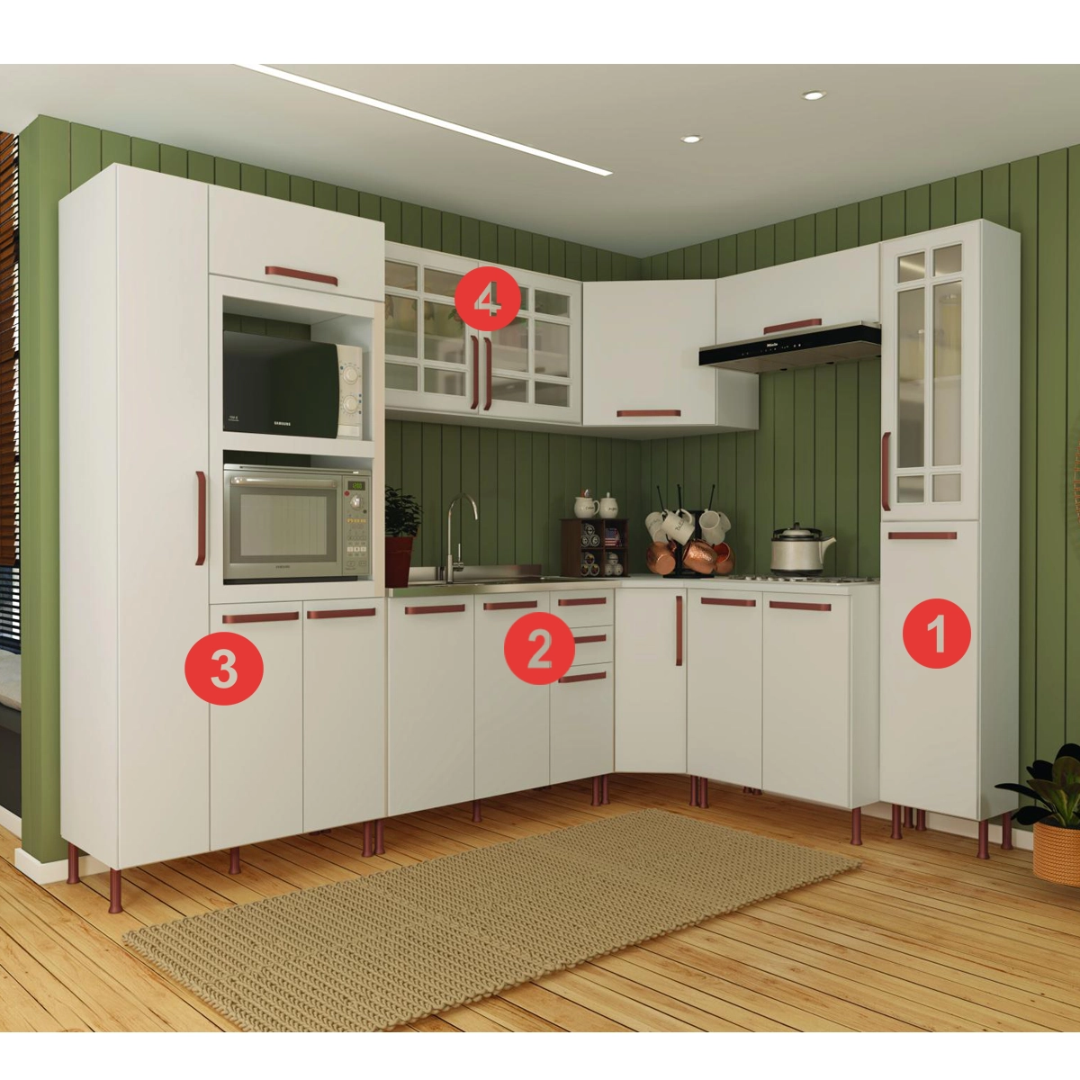 Cozinha Modular Indekes Gold 4 Peças Branco