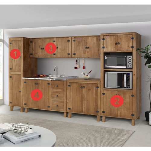 Cozinha Modular Decorine Rústica 4 Peças