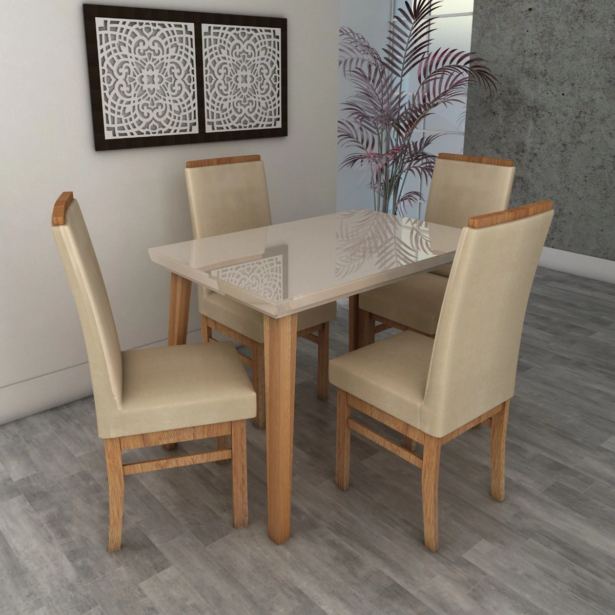 Conjunto de Mesa S&A Turim com 4 Cadeiras