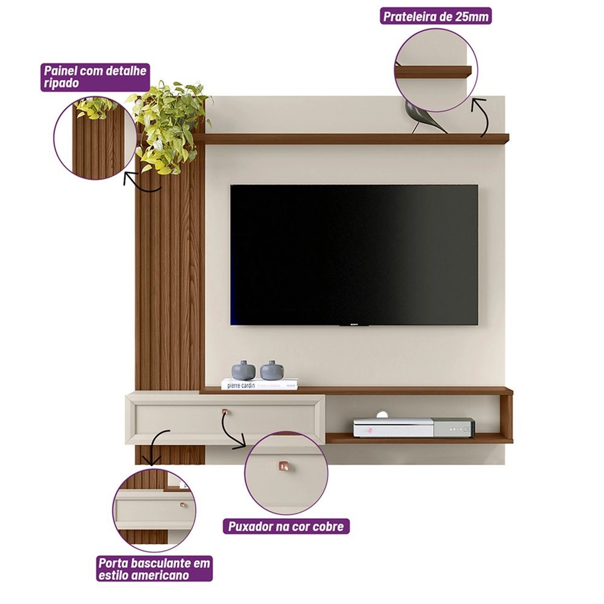 Painel Home Linea Alvorada 132Cm Freijooff White