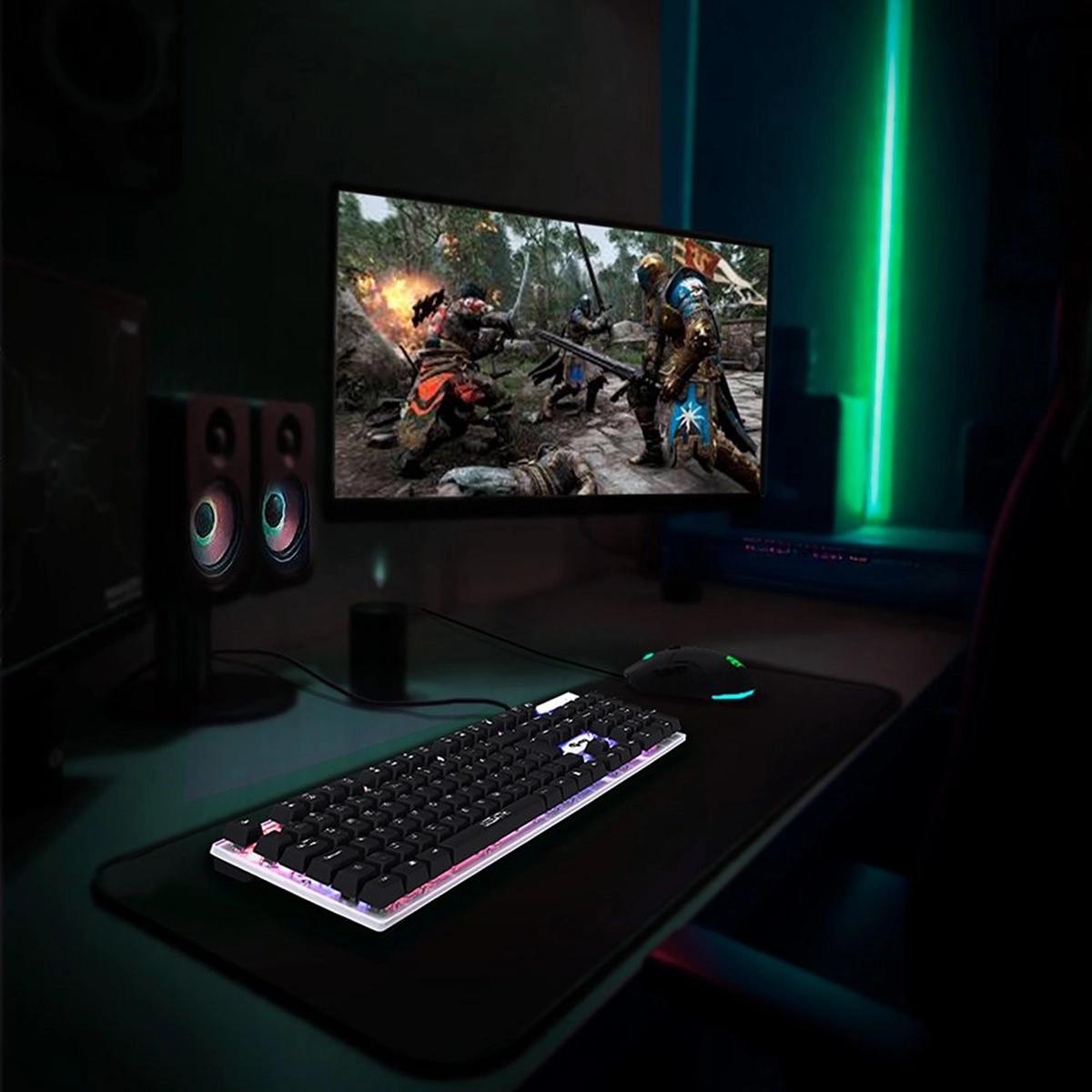 Teclado Gamer Elg Lesath Membrana Rgb Pto