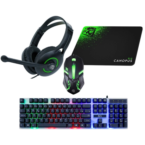 Combo Gamer Elg 4 Em 1 Teclado Mouse Headset Mousepad Pto
