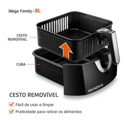 Fritadeira Mondial 8Lts 1900W Afn-80-Bi Pto
