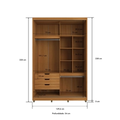 Guarda Roupa Casamia Thales 2 Portas De Correr Cespelho