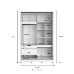 Guarda Roupa Casamia Thales 2 Portas De Correr Cespelho
