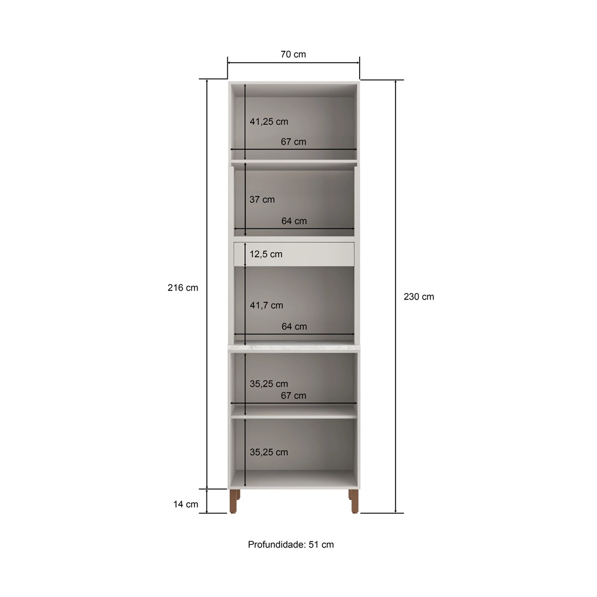 Torre Quente Casamia Sardenha 70Cm 3 Portas 1 Gav.