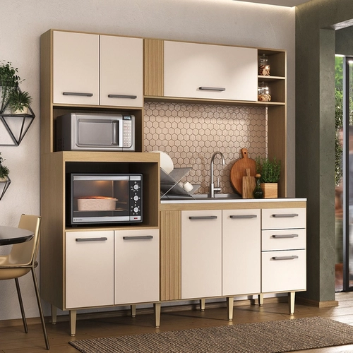 Cozinha Cadorin Grazi New Compacta Freijo Areia 1862X2000