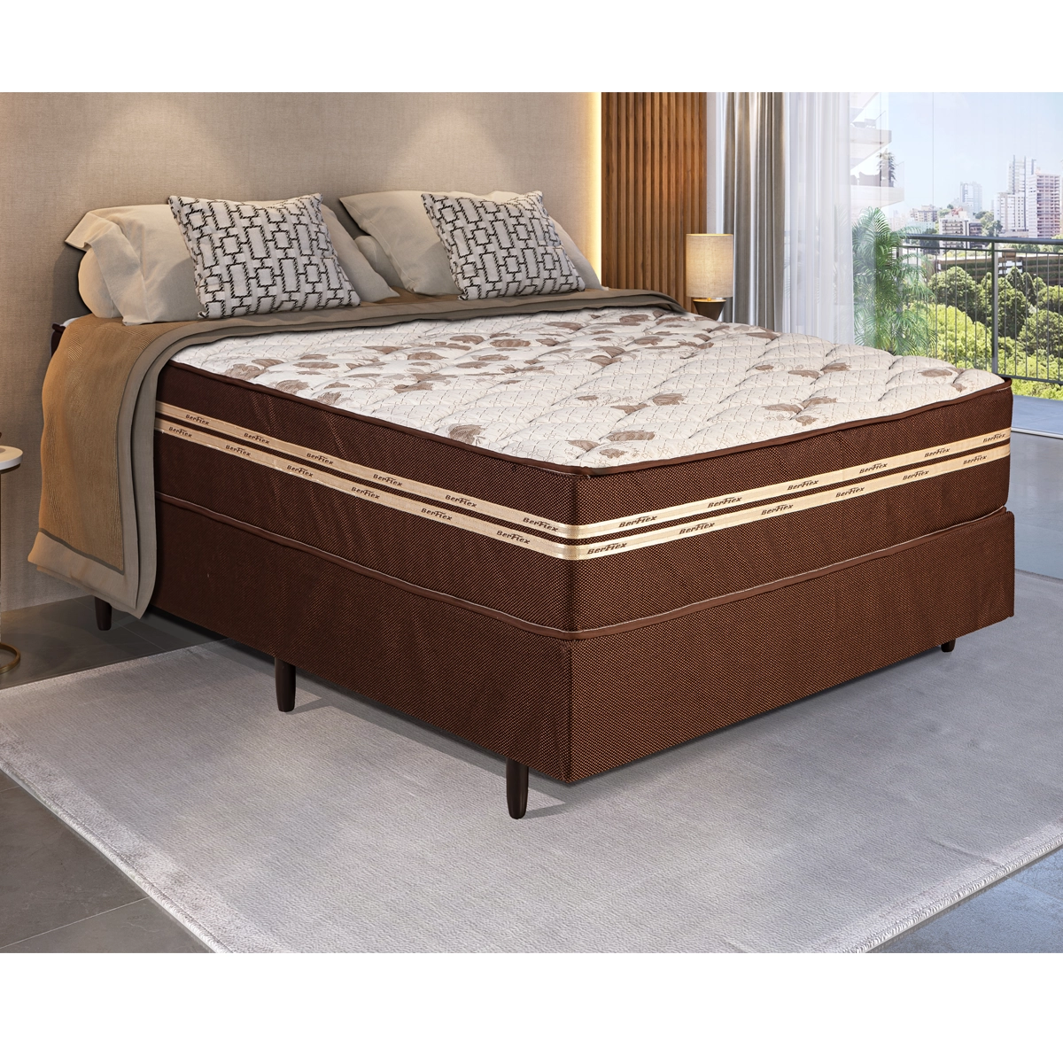 Conjunto Box Berflex Canela New 1,58 X 1,98 X 0,57