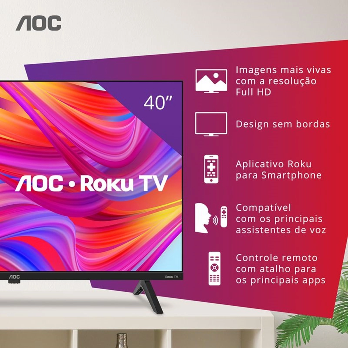 Tv Aoc Smart 40 Hd 40S504578G Roku Pto