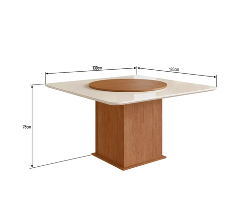 Mesa Zamarchi 130 X 130 Cm Cto Moeda Tpo Vdo Canelaoff White