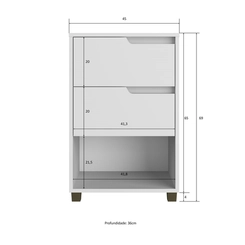 Mesa De Cabeceira Da Vinci 2Gat Brancobranco Sob 512.0007