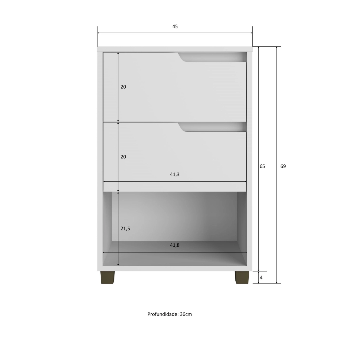 Mesa De Cabeceira Da Vinci 2Gat Brancobranco Sob 512.0007