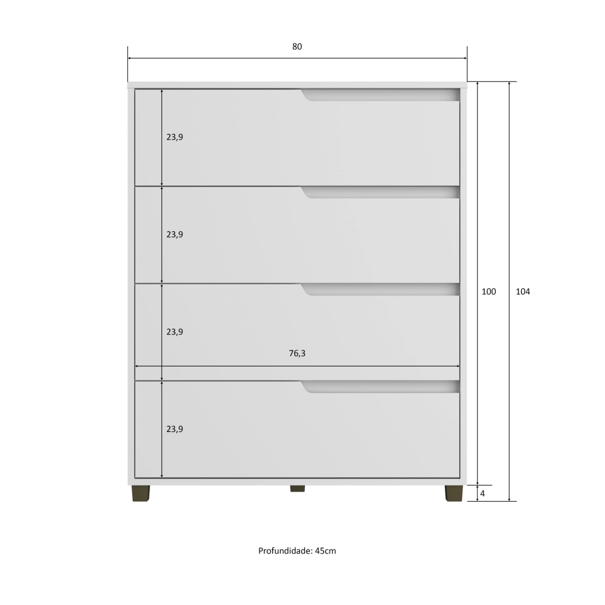 Comoda Casamia Monet  4 Gav Brancobranco  Sob 510.0007