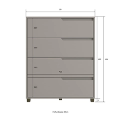 Comoda Casamia Monet  4 Gav Cinzacinza  510.0006