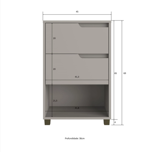 Mesa De Cabeceira Da Vinci 2Gat Cinzacinza 512.0006