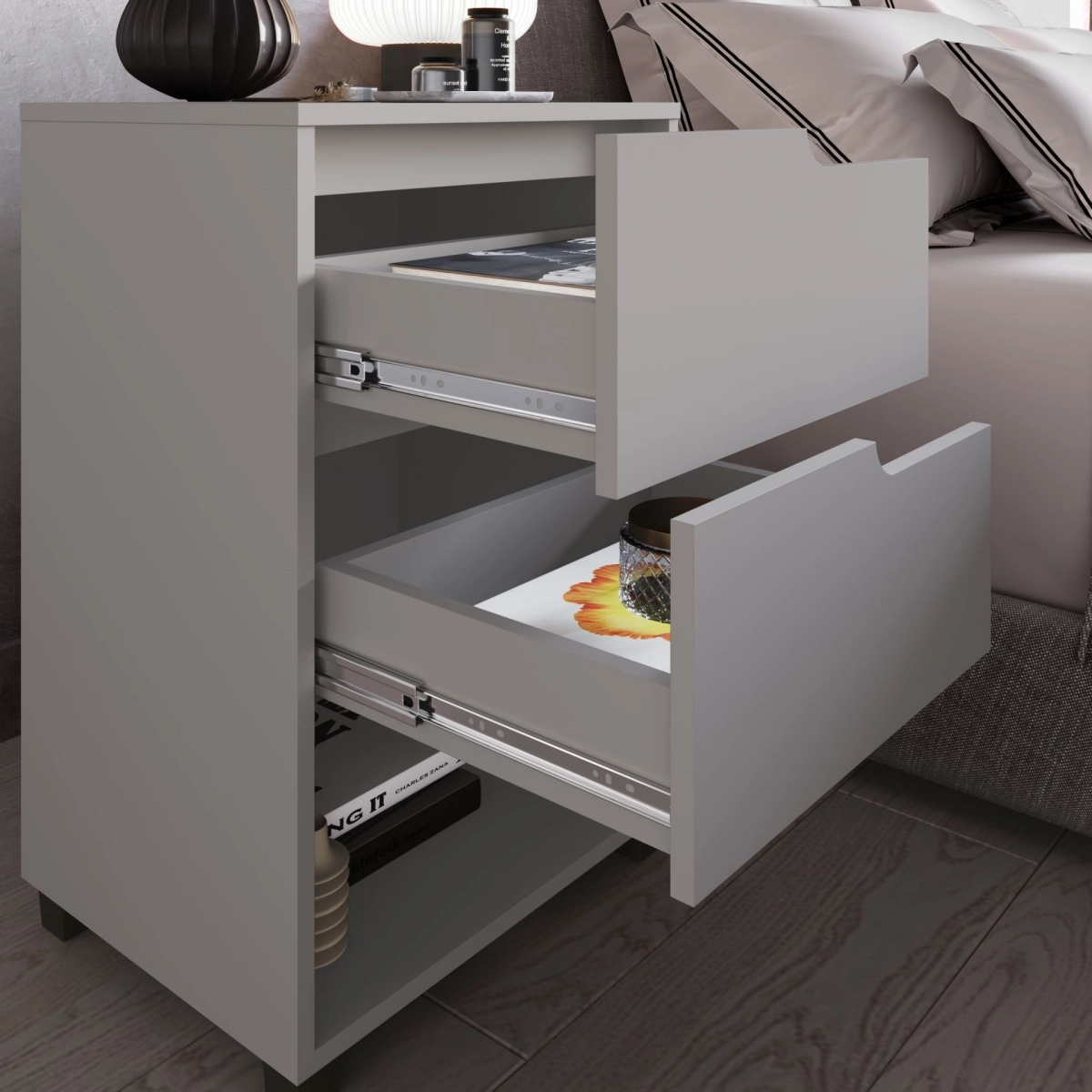 Mesa De Cabeceira Da Vinci 2Gat Cinzacinza 512.0006