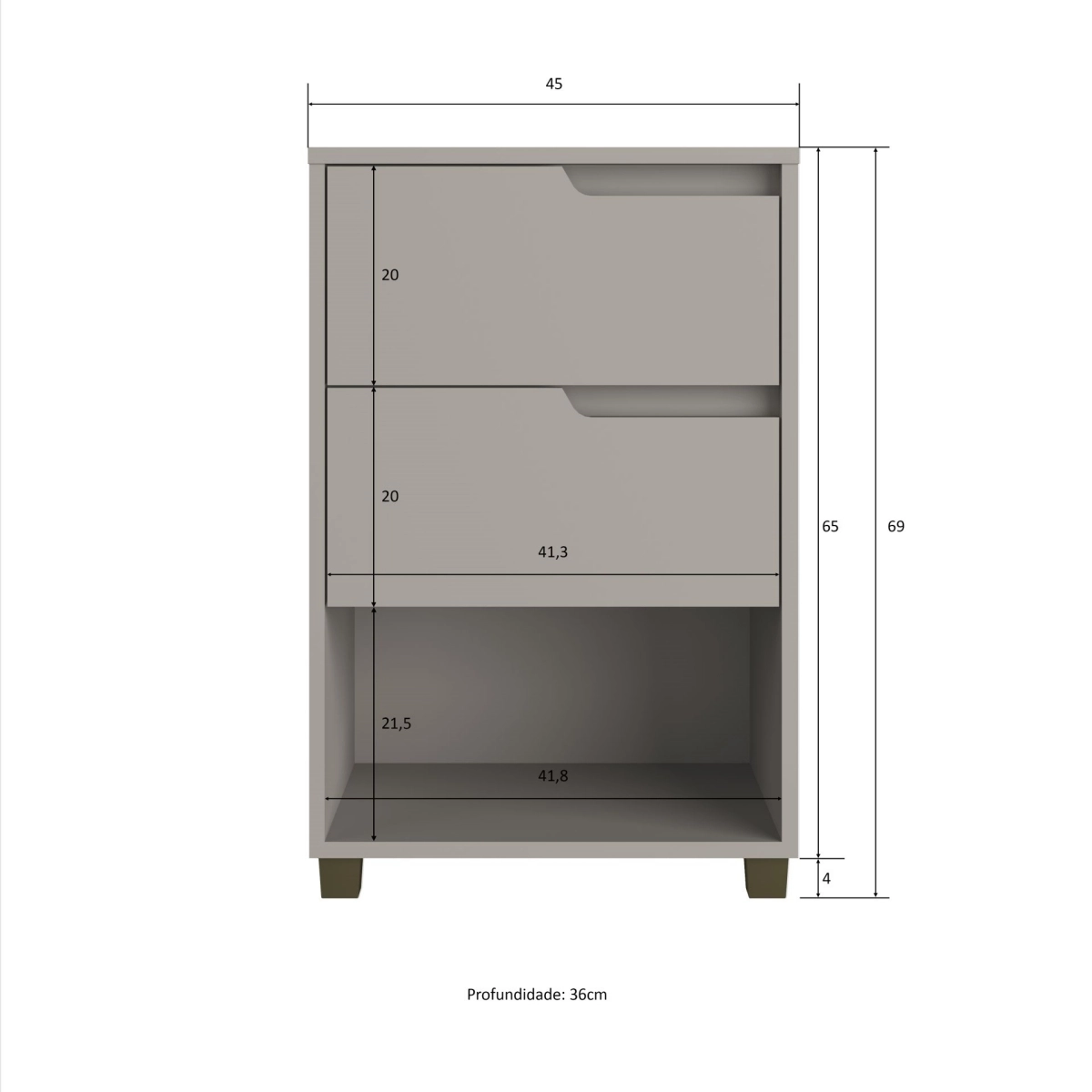 Mesa De Cabeceira Da Vinci 2Gat Cinzacinza 512.0006