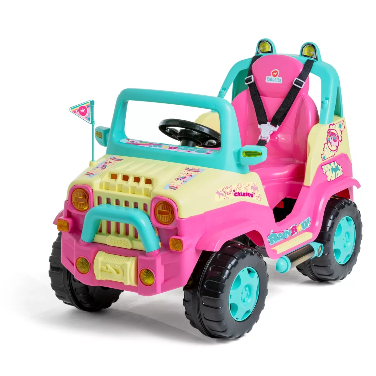 Carro De Passeio Calesita Diipi Rainbow 1026 Rosa