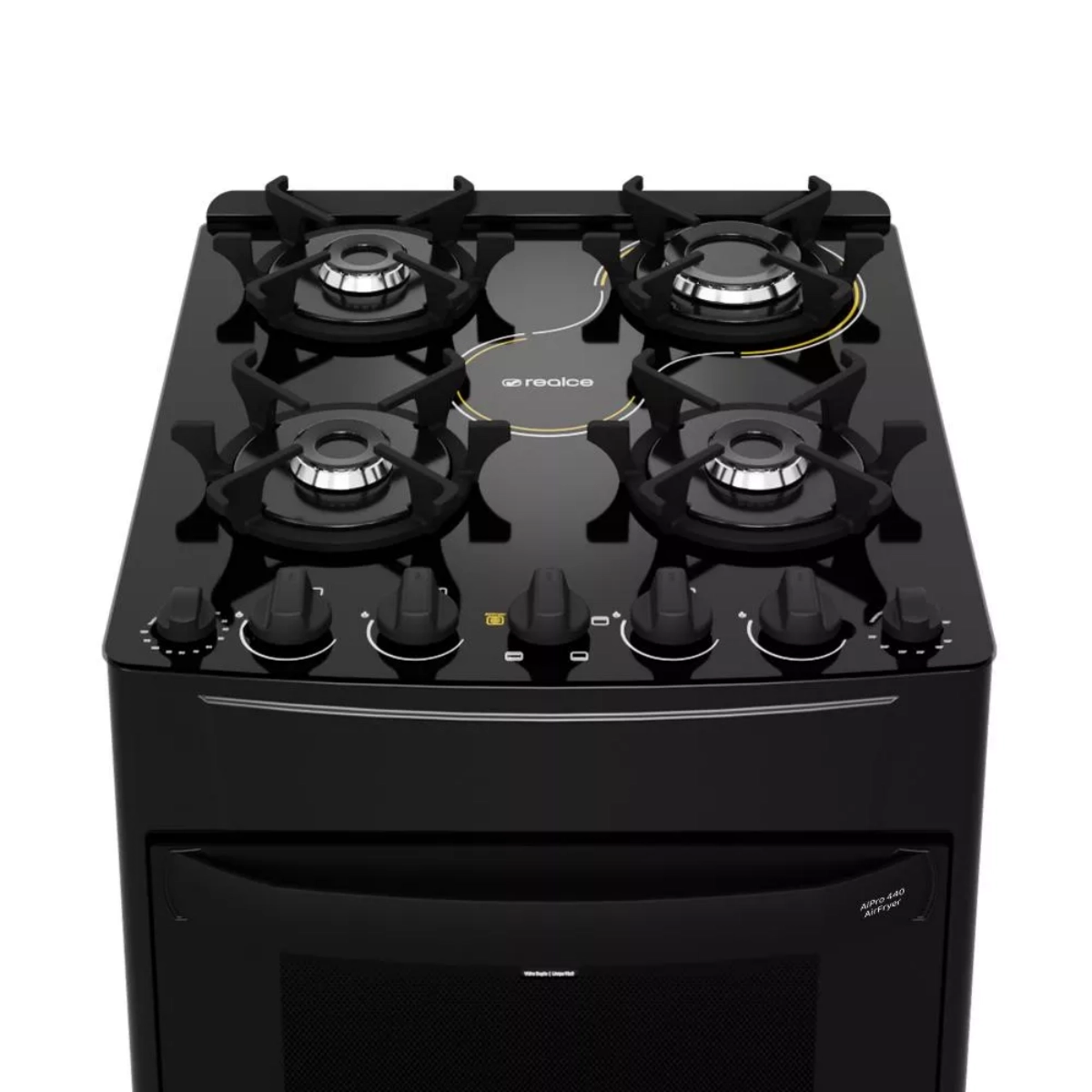 Fogao Realce 4B Alpro Preto Mesa Gas Forno Eletrico Airfryer