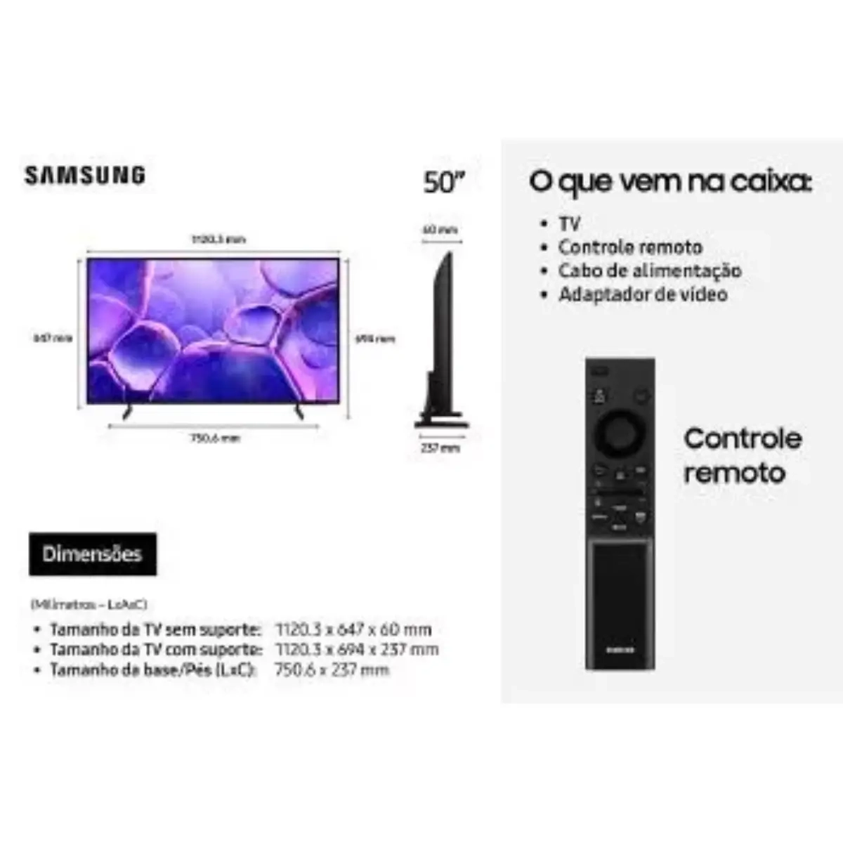Tv Samsung Smart 50 Crystal Uhd 4K Un50U8600Fgxzd Pto