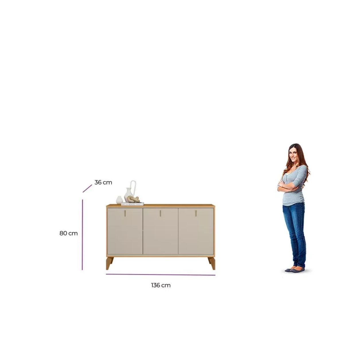 Buffet Linea Aura 1.40 Tauari Off White Fosco