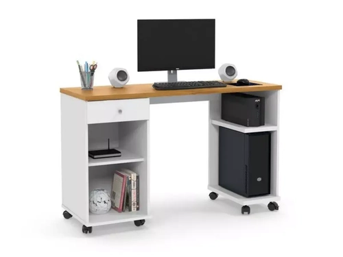 Mesa De Computador Patrimar Million Branco/Cinamomo