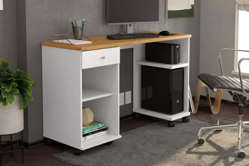 Mesa De Computador Patrimar Million Branco/Cinamomo