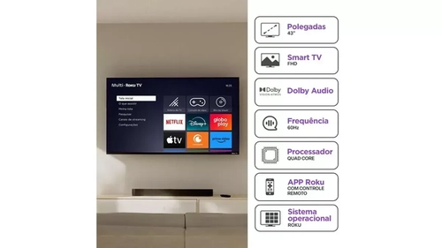 Tv Multi Smart 43 Fhd Tl056M Roku Pto